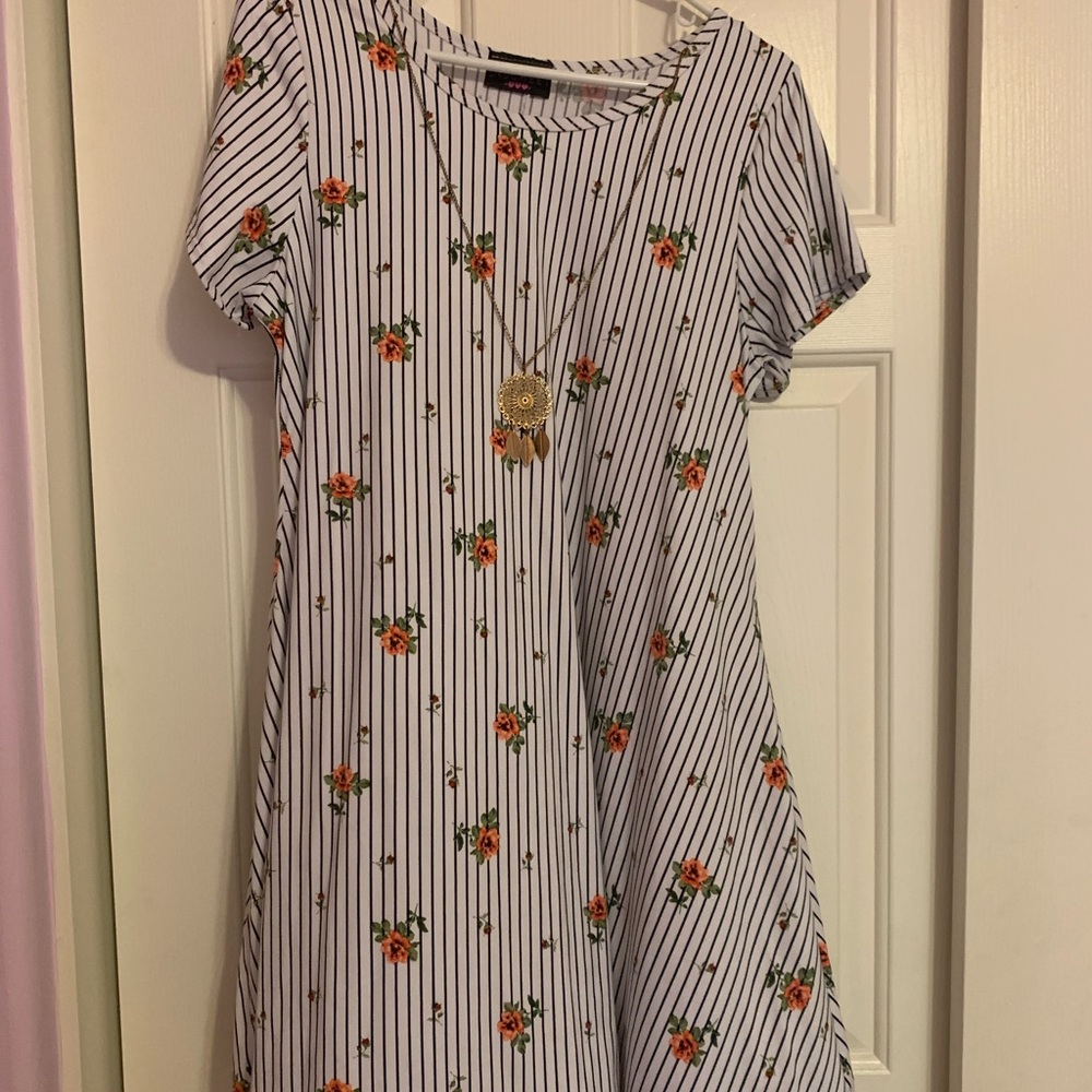 Casual Striped Floral Dress